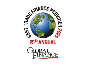 The figure shows the Global Finance Best Trade Finance Provider 2025 Award