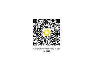 Die Abbildung zeigt den QR Code zum Download der Corporate Banking App für iOS