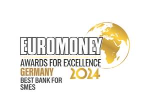 The figure shows the Euromoney Germanys Best Bank for SMEs Award