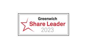 The picture shows the Greenwich Share Leader 2023 Award