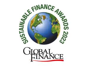 Die Abbildung zeigt den Global Finance - Sustainable Finance Awards 2023 Award