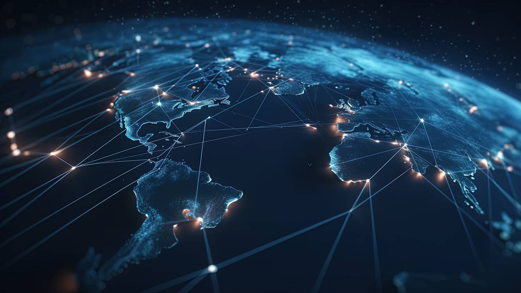 The illustration shows a globe with worldwide network connection - generative AI -